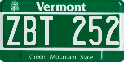 VT license plate ZBT252