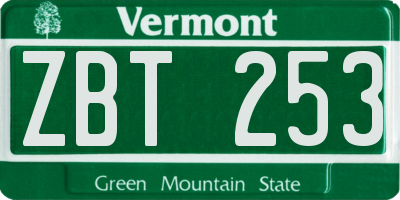 VT license plate ZBT253