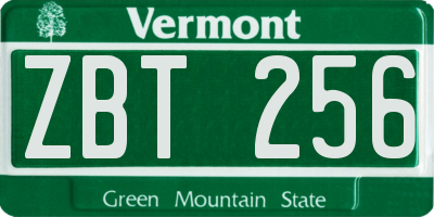 VT license plate ZBT256