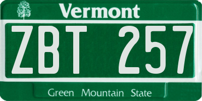 VT license plate ZBT257