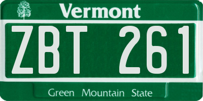 VT license plate ZBT261