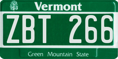 VT license plate ZBT266