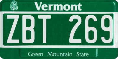 VT license plate ZBT269