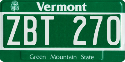 VT license plate ZBT270