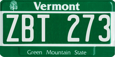 VT license plate ZBT273