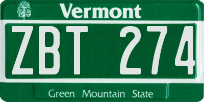 VT license plate ZBT274