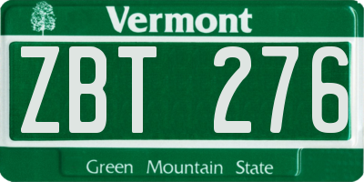 VT license plate ZBT276