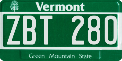 VT license plate ZBT280