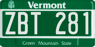 VT license plate ZBT281