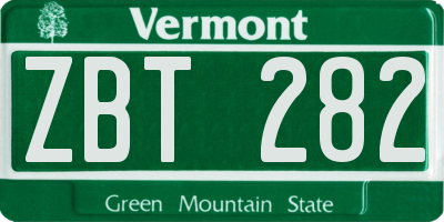 VT license plate ZBT282