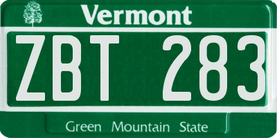 VT license plate ZBT283