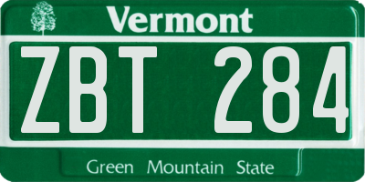 VT license plate ZBT284