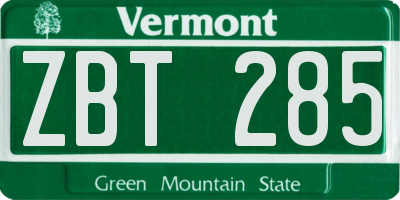 VT license plate ZBT285
