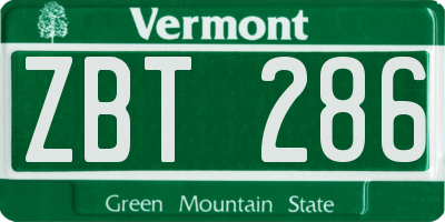 VT license plate ZBT286