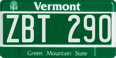 VT license plate ZBT290