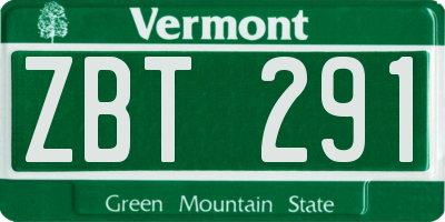 VT license plate ZBT291