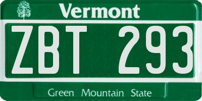 VT license plate ZBT293