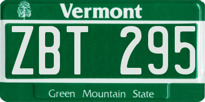 VT license plate ZBT295
