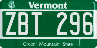 VT license plate ZBT296
