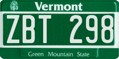 VT license plate ZBT298