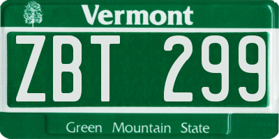 VT license plate ZBT299
