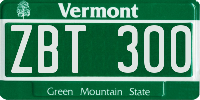 VT license plate ZBT300