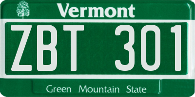VT license plate ZBT301