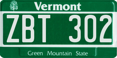 VT license plate ZBT302