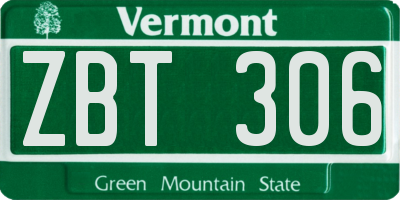 VT license plate ZBT306