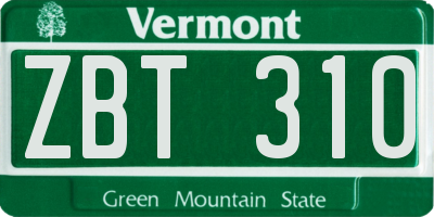VT license plate ZBT310
