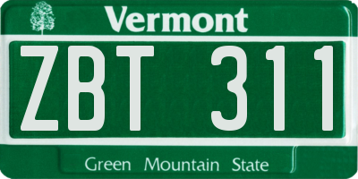 VT license plate ZBT311