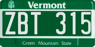 VT license plate ZBT315