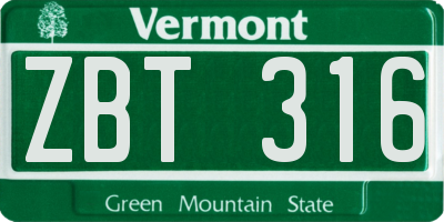 VT license plate ZBT316