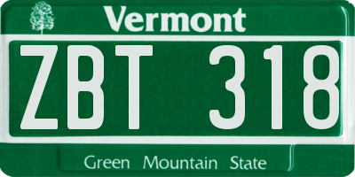 VT license plate ZBT318