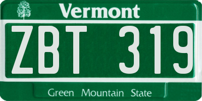 VT license plate ZBT319