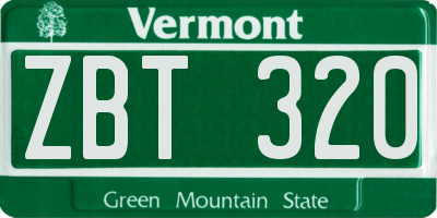 VT license plate ZBT320