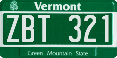 VT license plate ZBT321