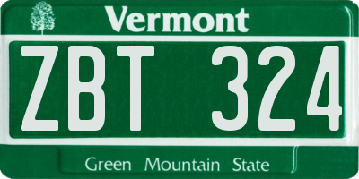 VT license plate ZBT324