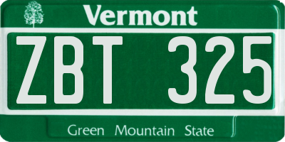 VT license plate ZBT325