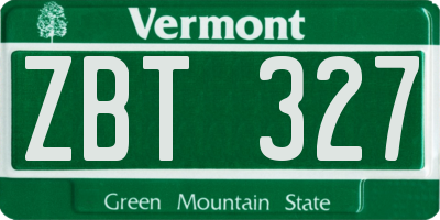VT license plate ZBT327