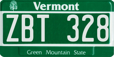 VT license plate ZBT328