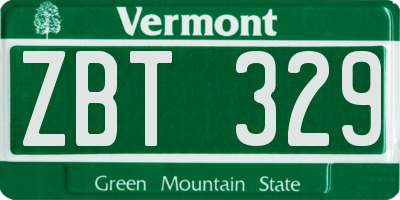 VT license plate ZBT329
