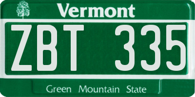 VT license plate ZBT335