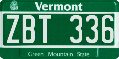 VT license plate ZBT336