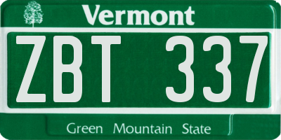 VT license plate ZBT337