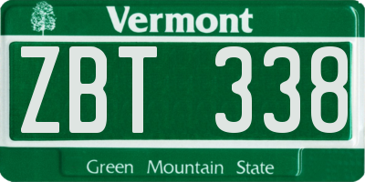 VT license plate ZBT338