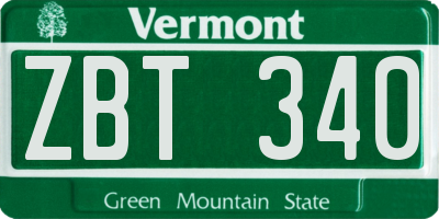 VT license plate ZBT340