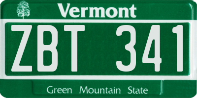 VT license plate ZBT341