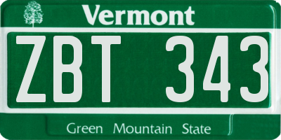 VT license plate ZBT343