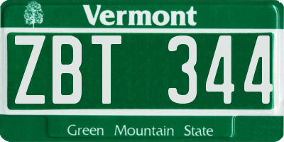 VT license plate ZBT344